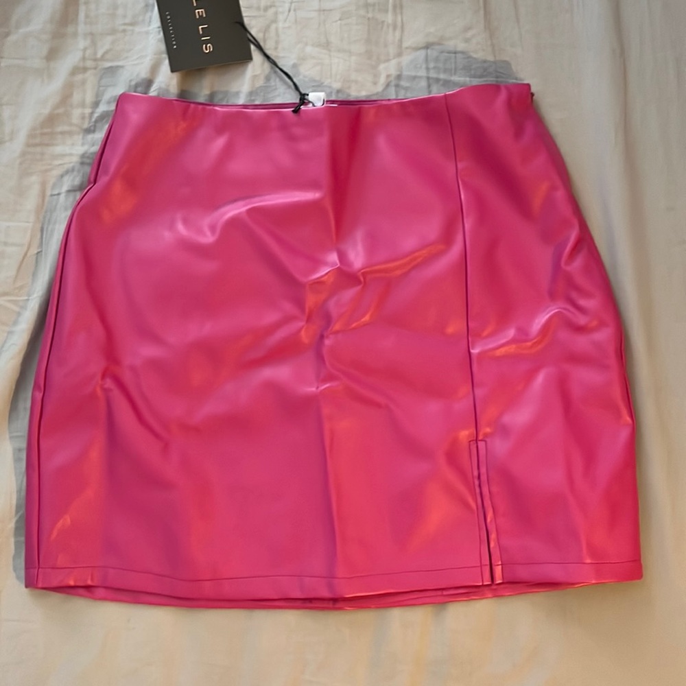Lelis Pink Faux Leather Mini Skirt